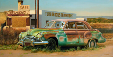 Painting titled "ARROWS TRADING POST" by Francesco Capello, Original Artwork, Oil Mounted on Wood Stretcher frame