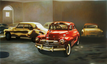 Painting titled "GARAGE CUBANO" by Francesco Capello, Original Artwork, Oil Mounted on Wood Stretcher frame