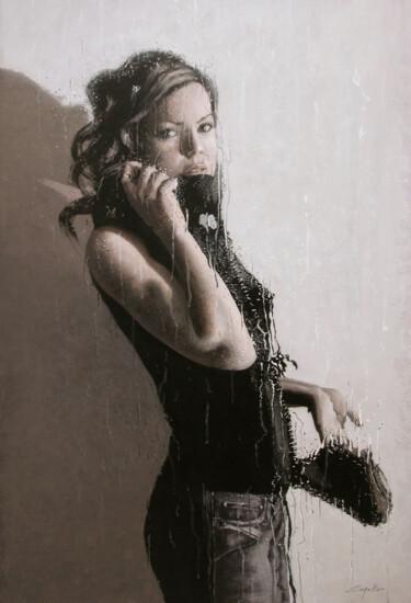 Pintura titulada "TELEFONATA SOTTO LA…" por Francesco Capello, Obra de arte original, Acrílico Montado en Bastidor de camill…