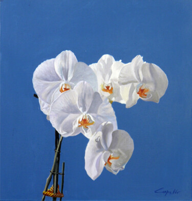 Painting titled "ORCHIDEA" by Francesco Capello, Original Artwork, Oil Mounted on Wood Panel