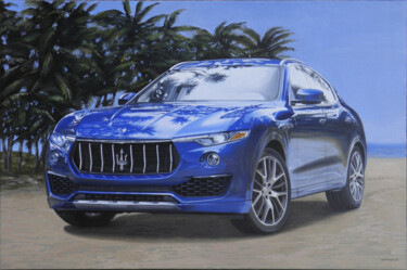 Schilderij getiteld "MASERATI LEVANTE" door Francesco Capello, Origineel Kunstwerk, Olie Gemonteerd op Frame voor houten bra…