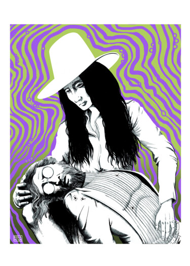 Druckgrafik mit dem Titel "John Lennon and Yok…" von Francesco De La Vega Barcella, Original-Kunstwerk, Digitaldruck
