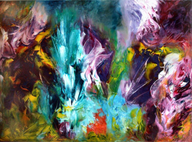 Painting titled "Phoenix" by Francesco Dea, Original Artwork, Oil Mounted on Wood Stretcher frame