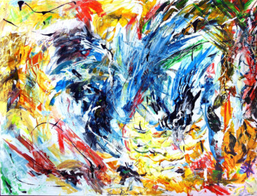 Painting titled ""Primeval Instinct"" by Francesco Dea, Original Artwork, Acrylic Mounted on Wood Stretcher frame