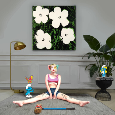 Digital Arts titled "harley quinn fa yoga" by Francesco Dezio, Original Artwork, Photo Montage