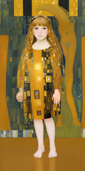 Digital Arts titled "La bambina d'oro" by Francesco Dezio, Original Artwork, Digital Painting