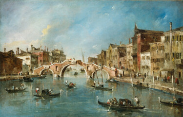 Ζωγραφική με τίτλο "Vue sur le canal du…" από Francesco Guardi, Αυθεντικά έργα τέχνης, Λάδι