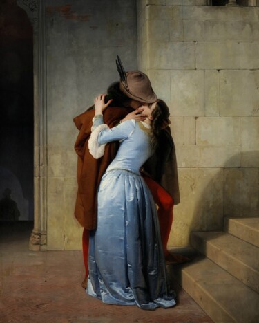Pintura intitulada "Le baiser" por Francesco Hayez, Obras de arte originais, Óleo