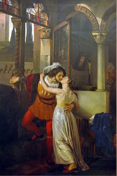 Painting titled "Le dernier baisé de…" by Francesco Hayez, Original Artwork, Oil