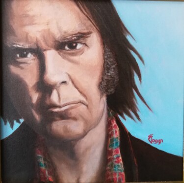 Peinture intitulée "Neil Young" par Francesco Loggi, Œuvre d'art originale, Huile