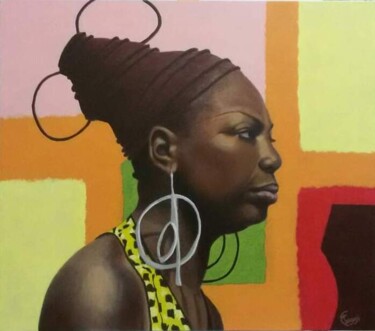 Painting titled "Nina Simone" by Francesco Loggi, Original Artwork, Acrylic