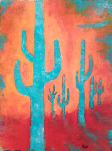 Картина под названием "Cactus blu - opposti" - Francesco Loggi, Подлинное произведение искусства, Акрил