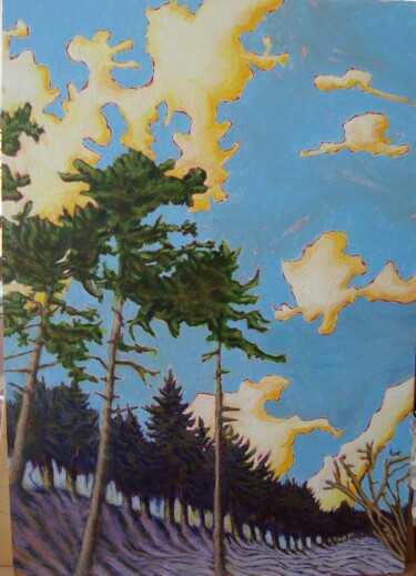 Pittura intitolato "Alberi e Nuvole" da Francesco Loggi, Opera d'arte originale, Olio