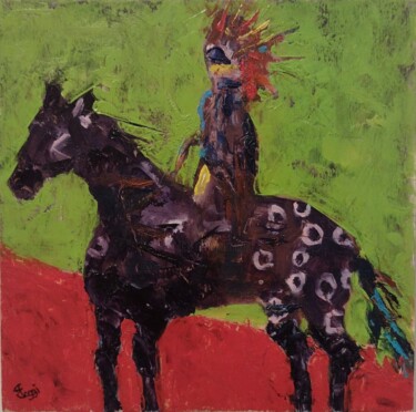 Pittura intitolato "Indiano." da Francesco Loggi, Opera d'arte originale, Olio