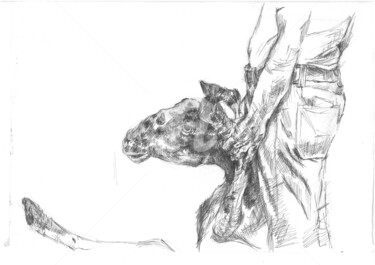 Disegno intitolato "Sheep study" da Francesco Lorusso, Opera d'arte originale, Inchiostro