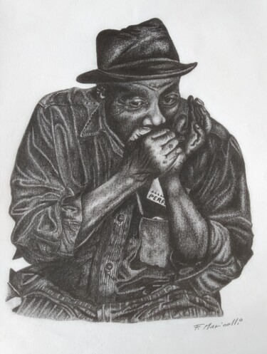 Drawing titled "Blues makes me sad…" by Francesco Marinelli, Original Artwork, Charcoal