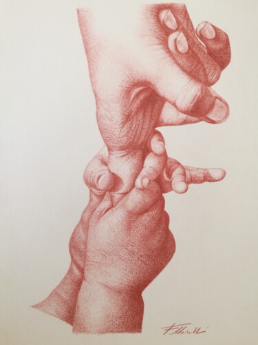 Drawing titled "Catch my finger" by Francesco Marinelli, Original Artwork, Conté