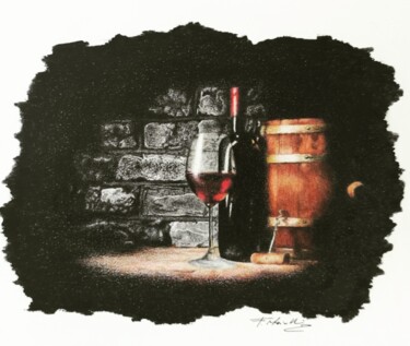 Zeichnungen mit dem Titel "Wine barrel" von Francesco Marinelli, Original-Kunstwerk, Aquarell