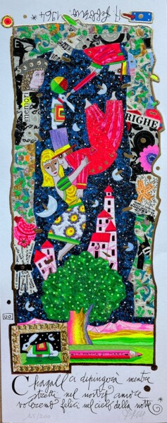 Отпечатки и Гравюры под названием "Chagall ci dipingerà" - Francesco Musante, Подлинное произведение искусства, Шелкография
