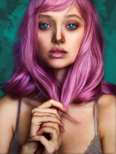 Digital Arts titled "pink portrait" by Francesco Podda (blindblues), Original Artwork, 2D Digital Work