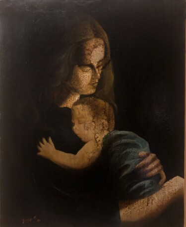 Painting titled "Eterno amore" by Francesco Ricca, Original Artwork, Oil Mounted on Wood Stretcher frame