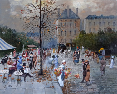 Painting titled "Autumn in Paris - O…" by Francesco Tammaro, Original Artwork, Oil Mounted on Wood Panel