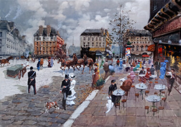 Painting titled "Afternoon in Paris…" by Francesco Tammaro, Original Artwork, Oil Mounted on Wood Panel