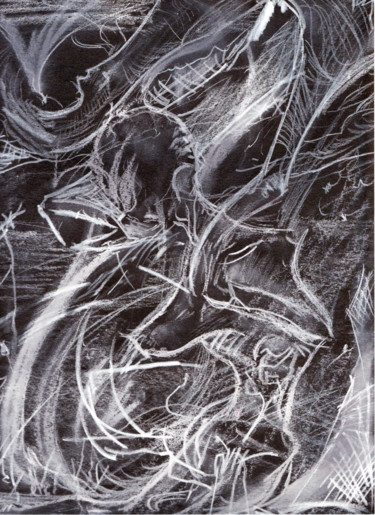 Drawing titled "Negro sobre negro" by F. Peña-Garcia, Original Artwork, Charcoal