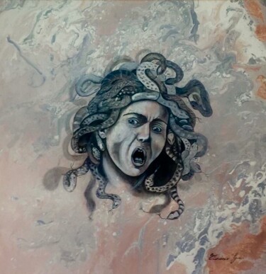 Ζωγραφική με τίτλο "Medusa" από Francesco Graci, Αυθεντικά έργα τέχνης, Λάδι Τοποθετήθηκε στο Ξύλινο φορείο σκελετό