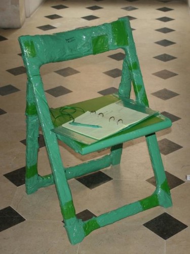 Scultura intitolato "siediti e scrivimi…" da Francesco Mestria, Opera d'arte originale, Legno