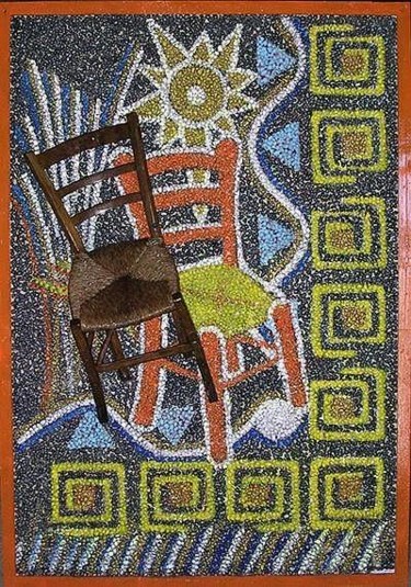 Scultura intitolato "vecchia sedia appes…" da Francesco Mestria, Opera d'arte originale