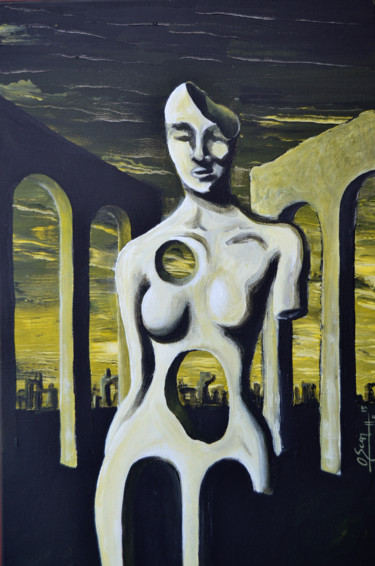 Painting titled "Notturno" by Oscar Francescutto, Original Artwork, Acrylic Mounted on Wood Stretcher frame