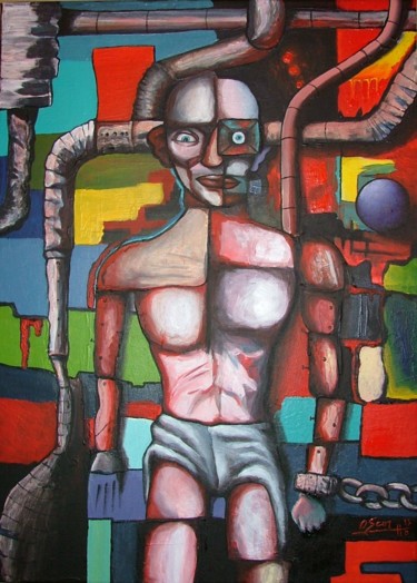 Malarstwo zatytułowany „Mi Yo Esclavo” autorstwa Oscar Francescutto, Oryginalna praca, Akryl Zamontowany na Drewniana rama n…