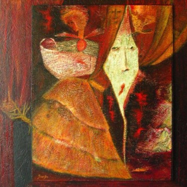 Peinture intitulée "UNE EPEE DE DAMOCLES" par Francesca, Œuvre d'art originale, Huile