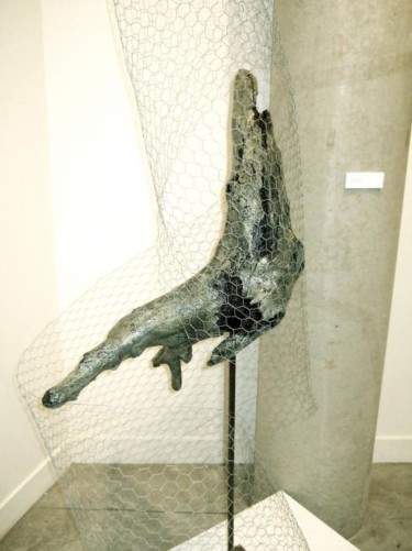 Sculpture intitulée "PRIS AU PIEGE" par Francesca, Œuvre d'art originale, Bois