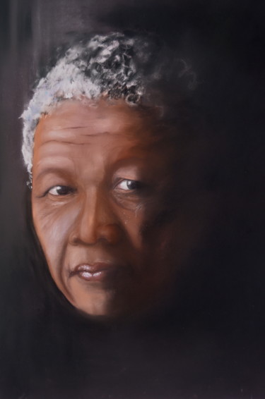 Рисунок под названием "Mandela" - Francette Guittard, Подлинное произведение искусства, Пастель