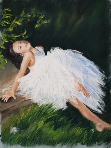Dessin intitulée "Petite Danseuse" par Francette Guittard, Œuvre d'art originale, Pastel