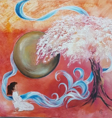Peinture intitulée "L'arbre magique" par Francette Guittard, Œuvre d'art originale, Huile
