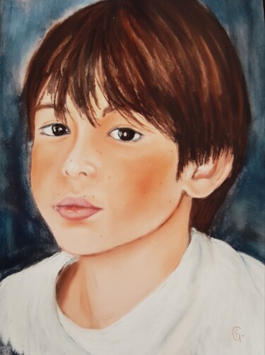 Painting titled "Antoine" by Francette Guittard, Original Artwork, Pastel