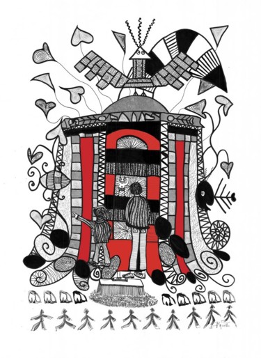 Dibujo titulada "cest-le-peyrou" por Francine Bassetto, Obra de arte original, Tinta