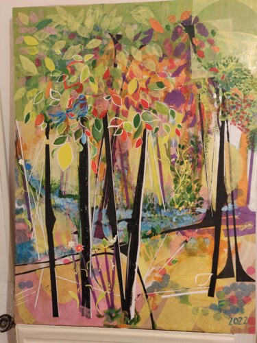 Collages titulada "l'esprit de la forêt" por Francine Zeimeth, Obra de arte original, Collages