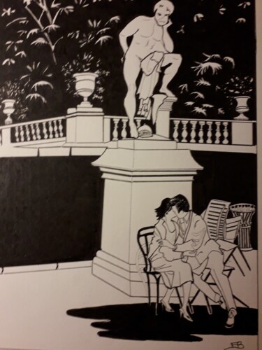 Dibujo titulada "Au Jardin du Luxemb…" por Francine Bois, Obra de arte original, Tinta