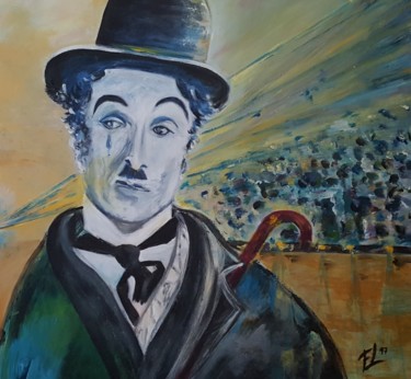 Painting titled "Charlot" by Francine Lorthois, Original Artwork, Acrylic Mounted on Wood Stretcher frame