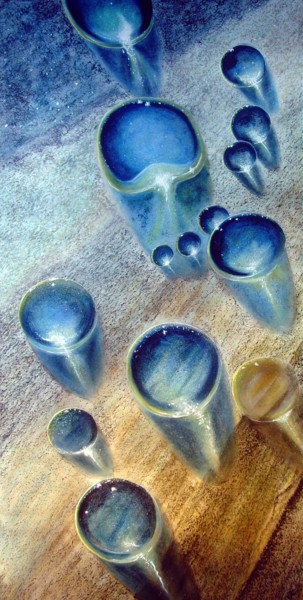 Pittura intitolato "Les perles bleues.j…" da Francine Quié, Opera d'arte originale, Altro