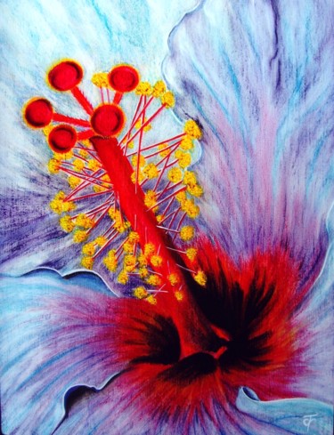 Pittura intitolato "Hibiscus.jpg" da Francine Quié, Opera d'arte originale, Altro