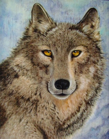 Pintura intitulada "loup.jpg" por Francine Quié, Obras de arte originais, Acrílico