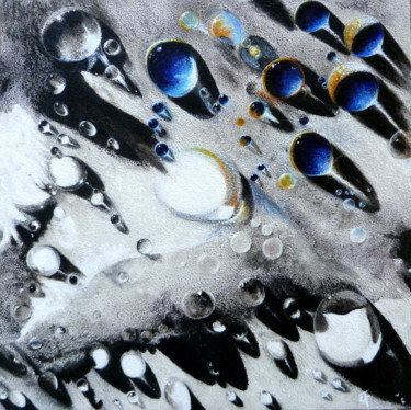 Peinture intitulée "cosmic-blue-drops.j…" par Francine Quié, Œuvre d'art originale, Acrylique