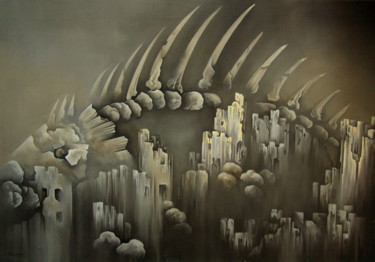 Painting titled "Château fossile" by Francine Saugey, Original Artwork