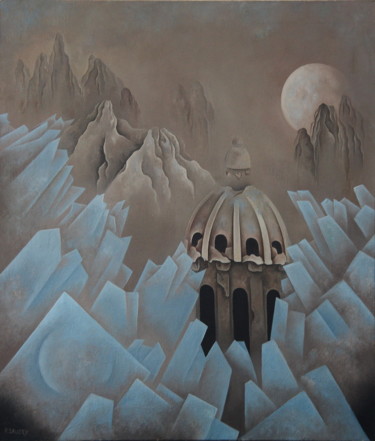 Peinture intitulée "Le temple du temps" par Francine Saugey, Œuvre d'art originale