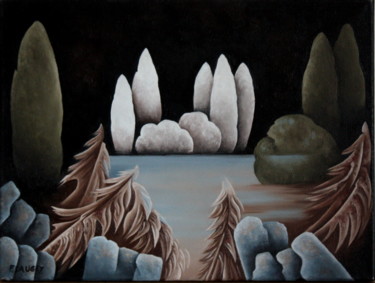 Peinture intitulée "Etangs gelés" par Francine Saugey, Œuvre d'art originale